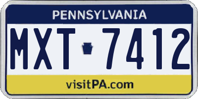 PA license plate MXT7412
