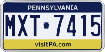 PA license plate MXT7415