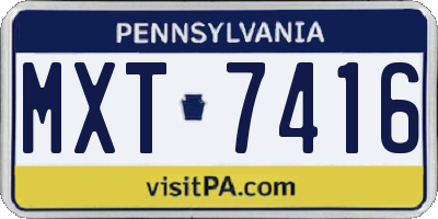 PA license plate MXT7416