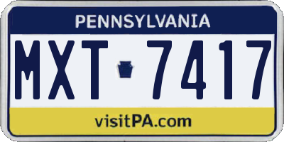 PA license plate MXT7417