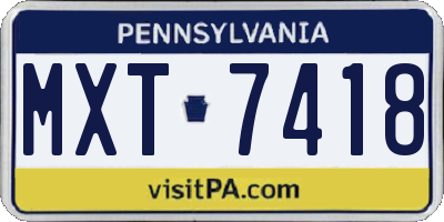 PA license plate MXT7418