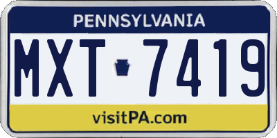 PA license plate MXT7419