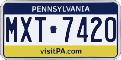 PA license plate MXT7420