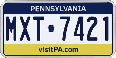 PA license plate MXT7421