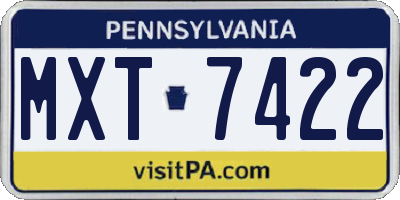 PA license plate MXT7422