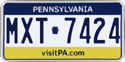 PA license plate MXT7424
