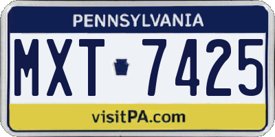 PA license plate MXT7425