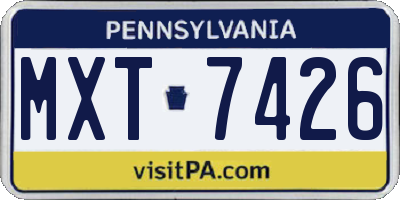 PA license plate MXT7426