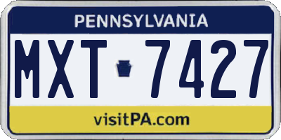 PA license plate MXT7427