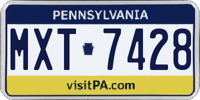 PA license plate MXT7428
