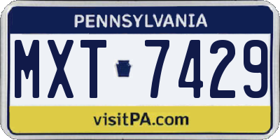 PA license plate MXT7429