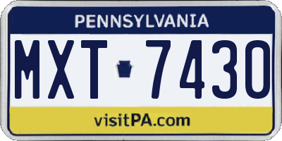 PA license plate MXT7430