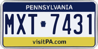PA license plate MXT7431
