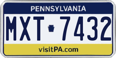 PA license plate MXT7432