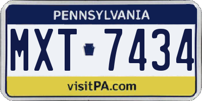 PA license plate MXT7434