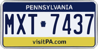PA license plate MXT7437