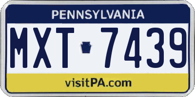 PA license plate MXT7439