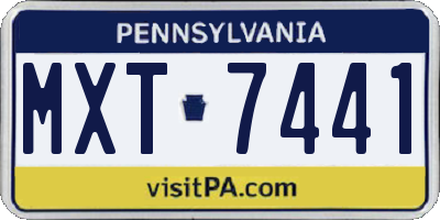 PA license plate MXT7441