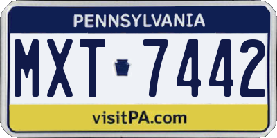 PA license plate MXT7442