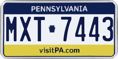 PA license plate MXT7443