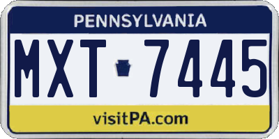 PA license plate MXT7445