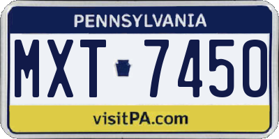 PA license plate MXT7450