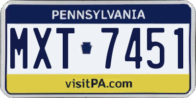 PA license plate MXT7451