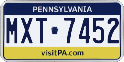 PA license plate MXT7452