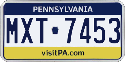 PA license plate MXT7453