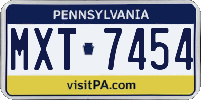 PA license plate MXT7454