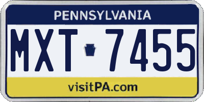 PA license plate MXT7455