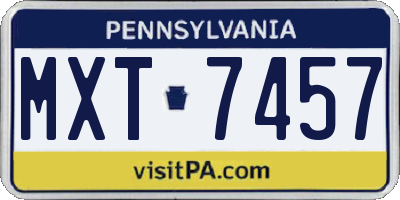 PA license plate MXT7457