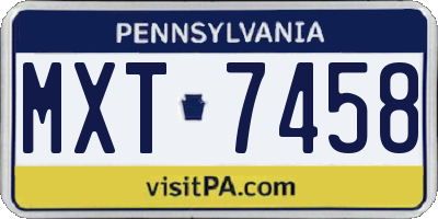 PA license plate MXT7458