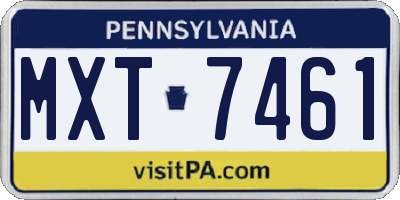 PA license plate MXT7461
