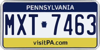 PA license plate MXT7463