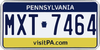 PA license plate MXT7464