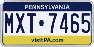 PA license plate MXT7465