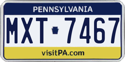 PA license plate MXT7467