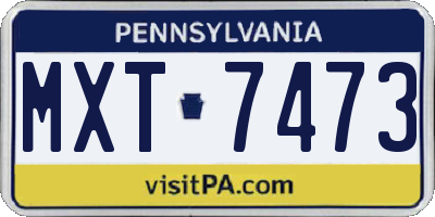 PA license plate MXT7473