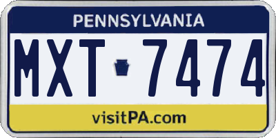 PA license plate MXT7474