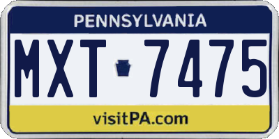 PA license plate MXT7475