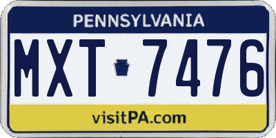 PA license plate MXT7476