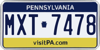 PA license plate MXT7478