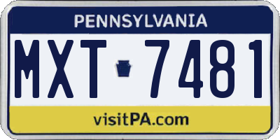 PA license plate MXT7481