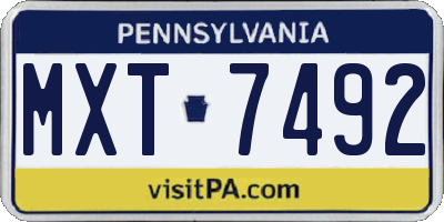 PA license plate MXT7492