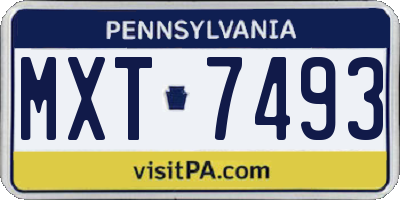 PA license plate MXT7493