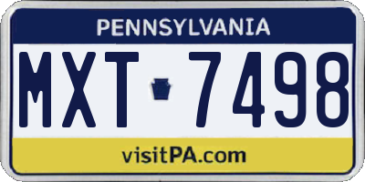 PA license plate MXT7498