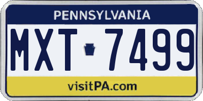 PA license plate MXT7499