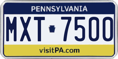PA license plate MXT7500