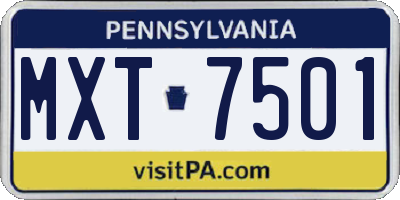 PA license plate MXT7501